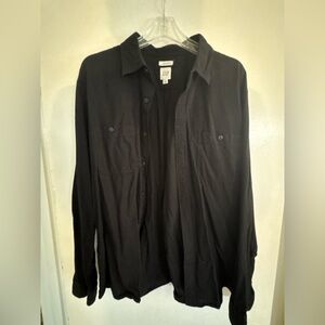 GAP Men’s Black Button Down Shirt XL Untucked Fit Cotton